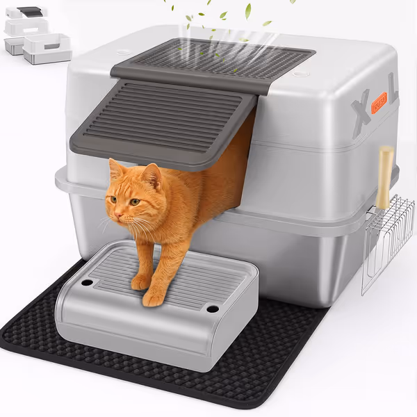XL Stainless Steel Enclosed Litter Box